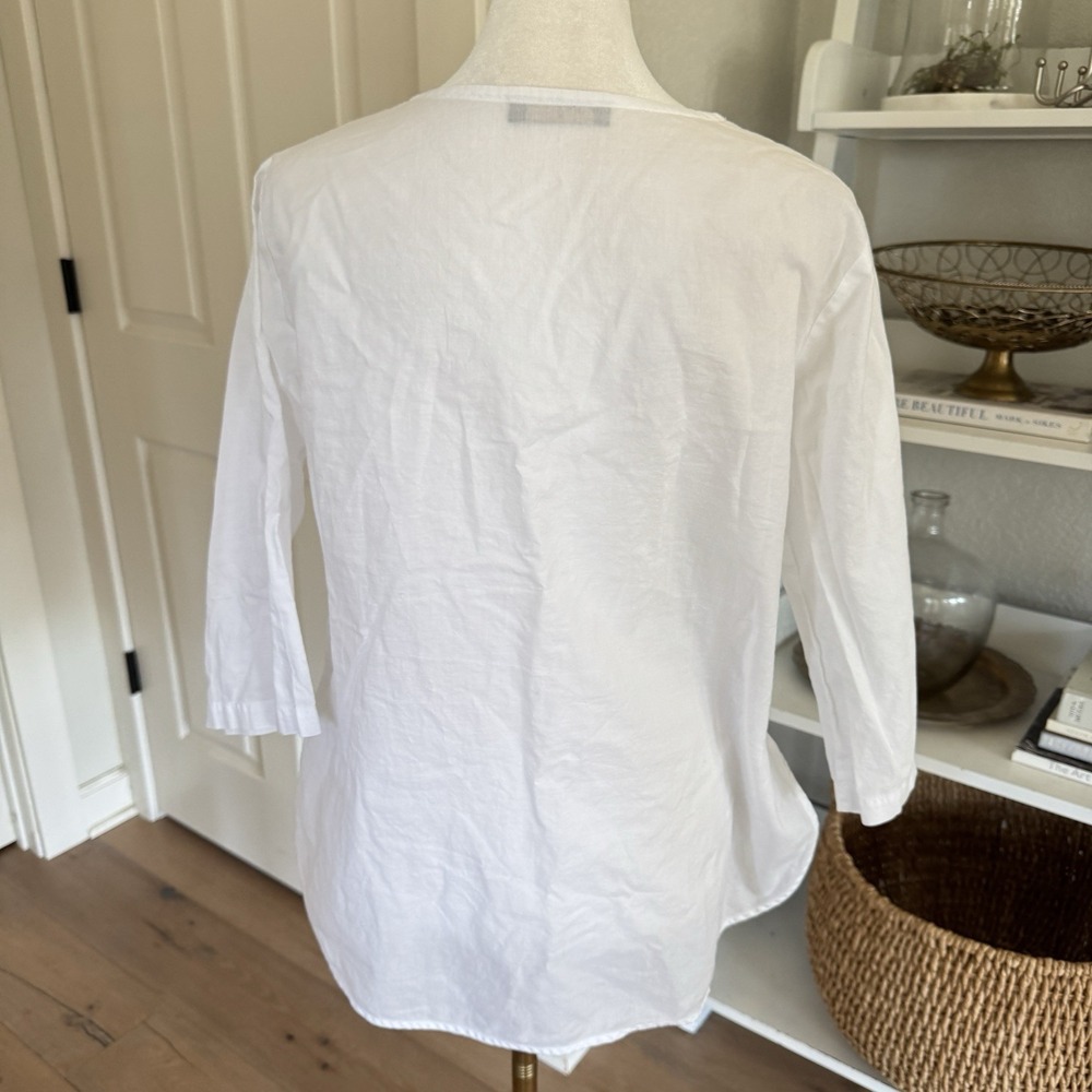 Vintage Y2k Women's‎ 100% Cotton Solid White Blouse Boho Peasant Cottage Core - Picture 7 of 10